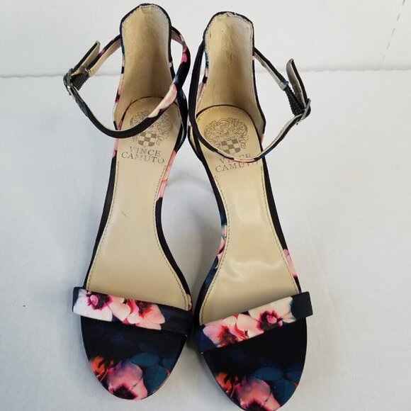 Vincent Camuto Feminine All Over Floral Print Jesta Heel Peep Toe Sandals Sz 7 - Picture 5 of 15